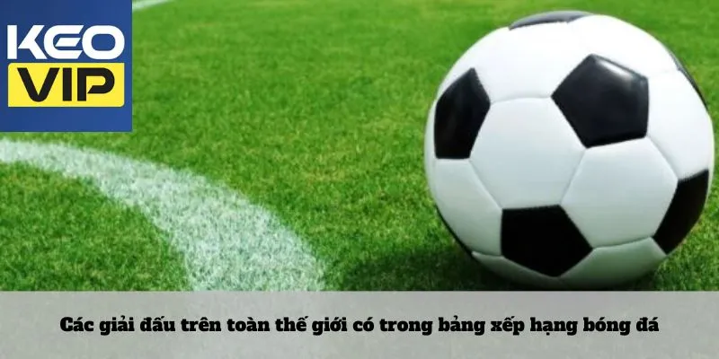 Các giải đấu trên toàn thế giới có trong bảng xếp hạng bóng đá